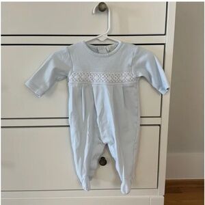 Kissy Kissy Light Blue Smocked Footed One-Piece